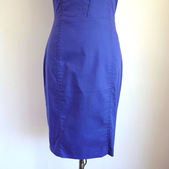 Marc New York Andrew Marc Bodycon Shift Dress Stitching Details Cap Sleeves Blue - Picture 7 of 16